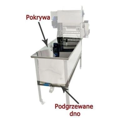 Stół do odsklepiania z podajnikiem – OPCJA A – pokrywa + podgrzewane dno