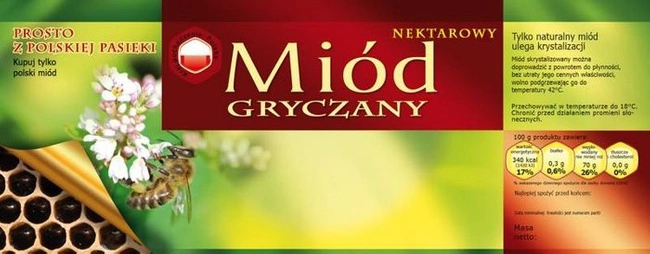 Paczka dużych etykiet na miód gryczany (100szt) - wzór E118